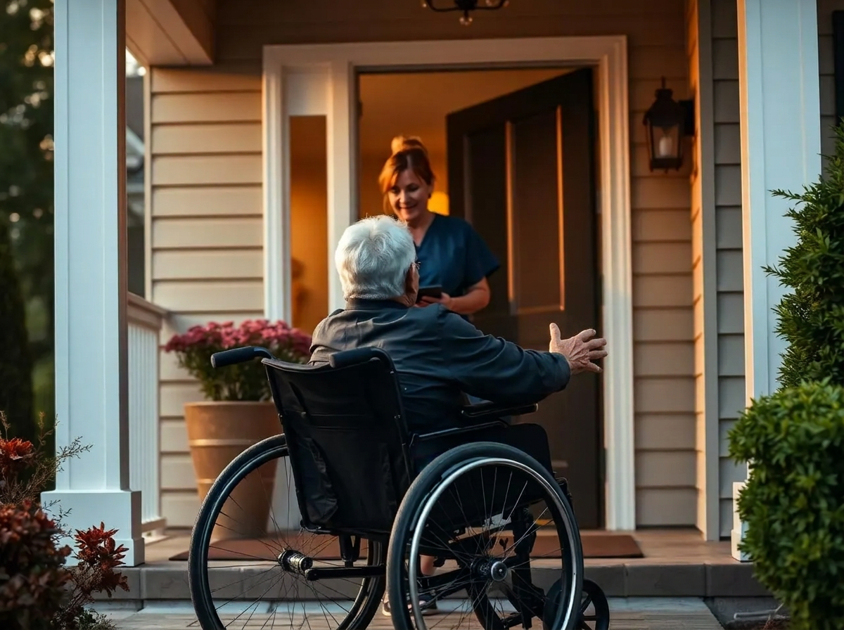 Elderly patient reunited with family at their front door after long-distance transport